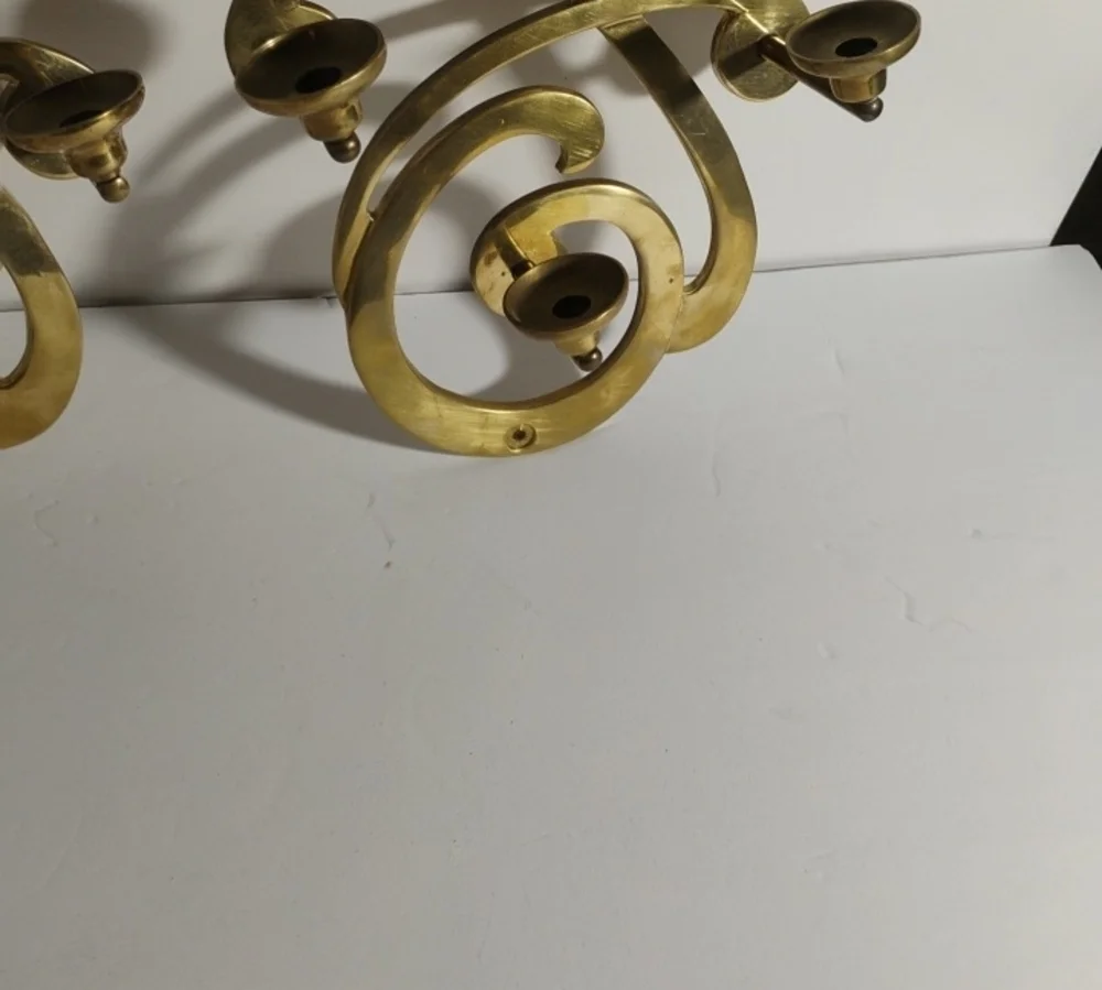 Vintage 1983 Sarheid LTD Brass Wall Hanging Candle Holders Scones Made In Korea